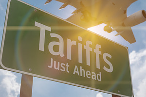 Tariffs Just Ahead Green Road Sign, a Transportation Photo by Andy Dean Photography