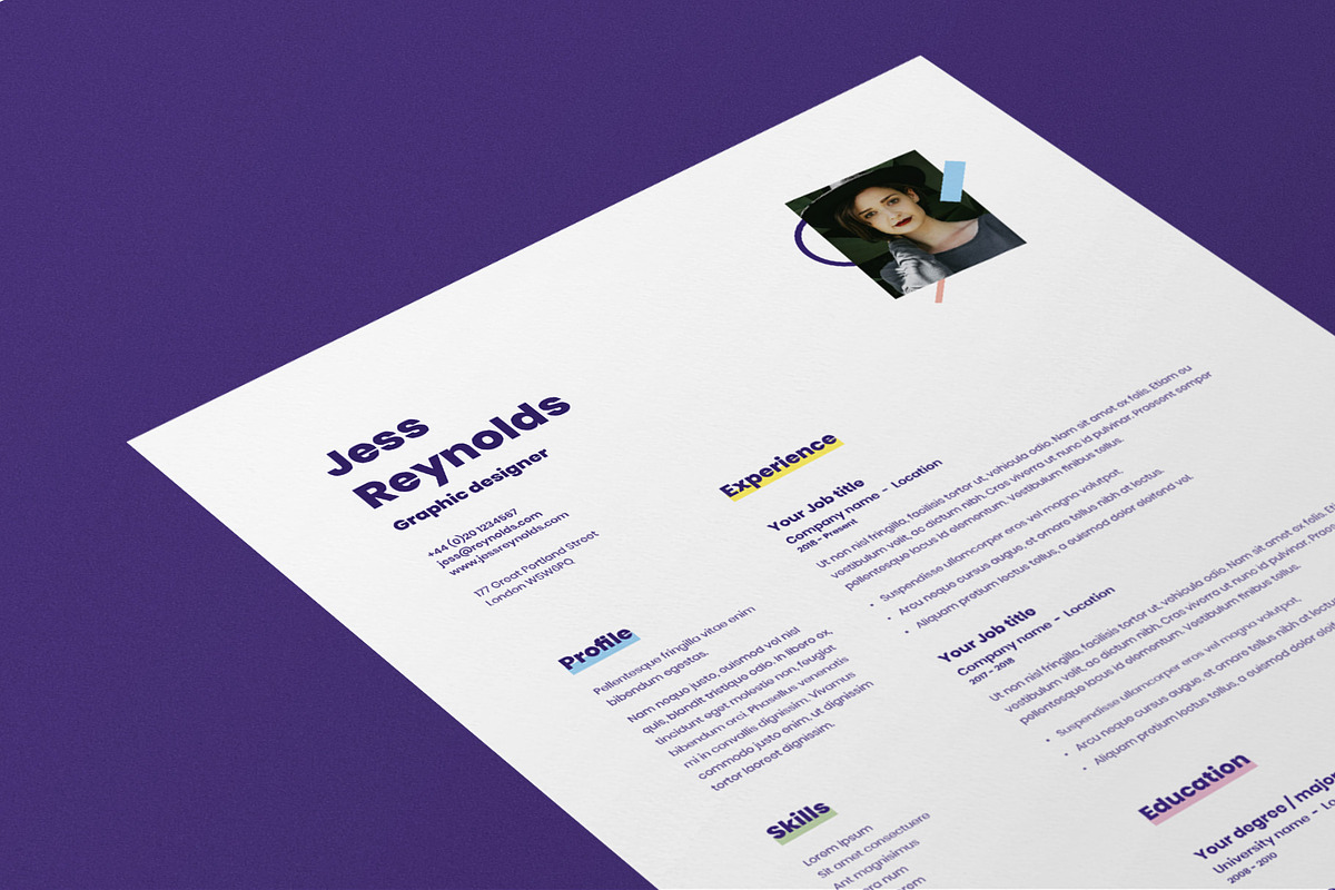 Jess | CV / resume template, a Resume Template by CV house (Photo 2 of 9)