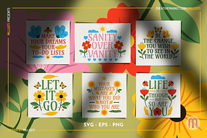 30 Floral Self-Love Quotes SVG & EPS