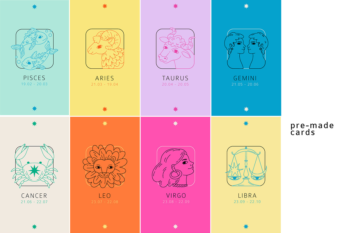 ZODIAC funny hand drawn collection, an Object Illustration by Lena Nikolaeva (Photo 7 of 9)
