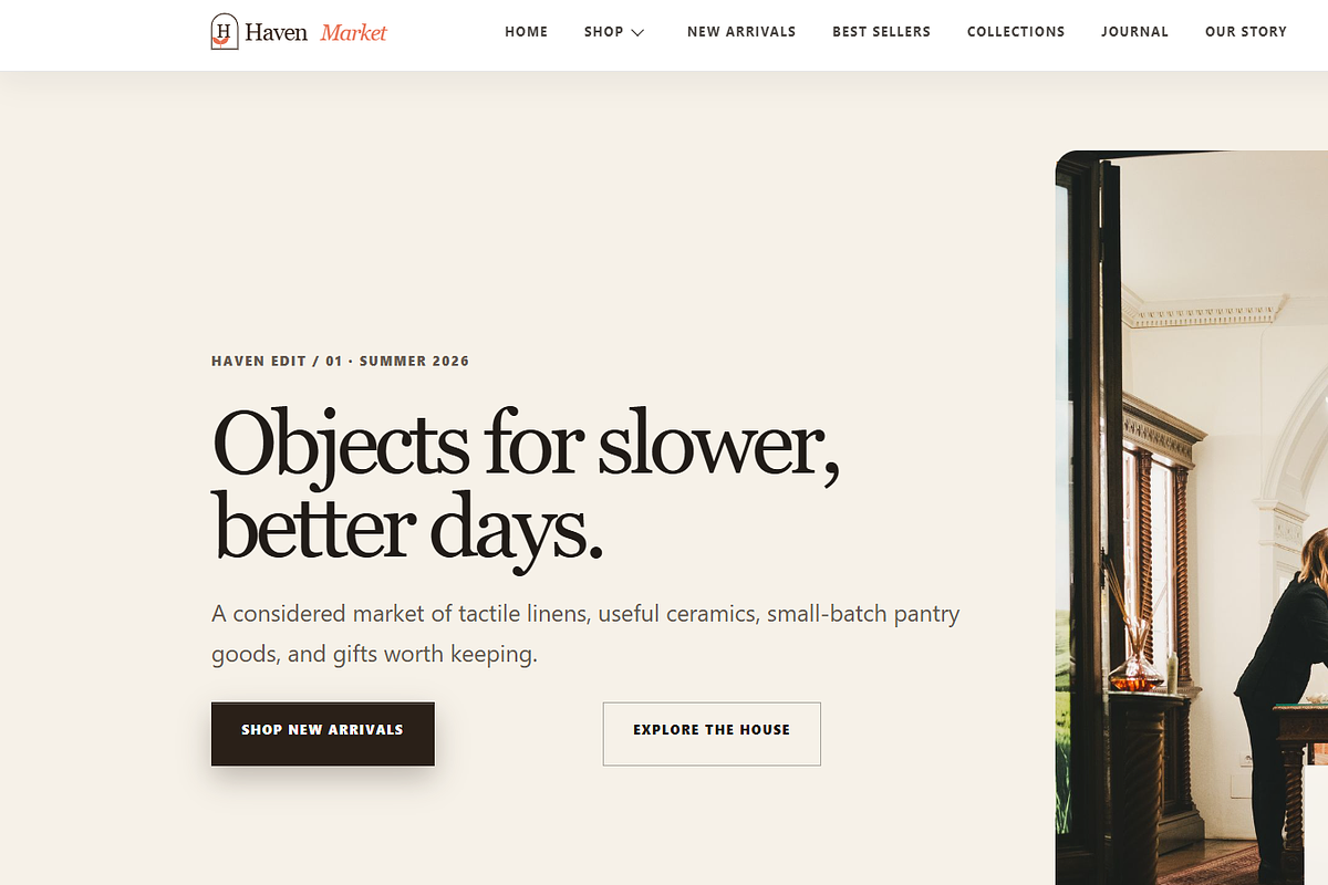 Haven Market WordPress Theme, a WordPress Template by Fixstable Studio (Photo 1 of 2)