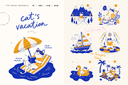 Cat's Vacation Vector Illustrations, a Seasonal Illustration by Nutalin Art (Thumbnail 1 of 13)