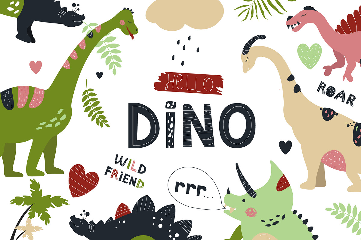 Seamless DINO patterns and posters, an Animal Illustration by narinadraban (Photo 1 of 6)