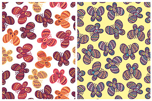 Butterfly Seamless Pattern Set