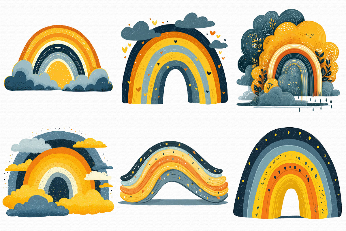 Cute Rainbow Clipart, an Illustration by Libby Wishes (Photo 6 of 7)