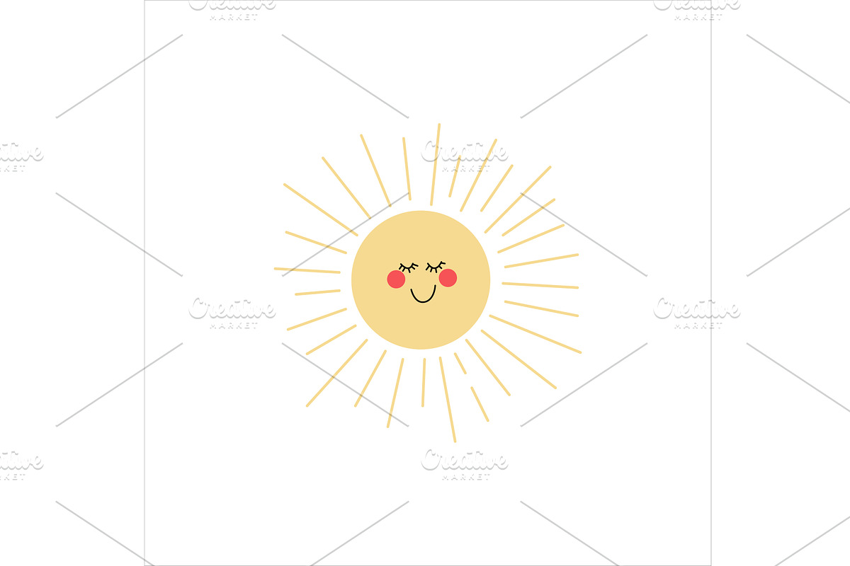 Sun. Vector funny sun in flat design, an Object Illustration by Mila Di Art