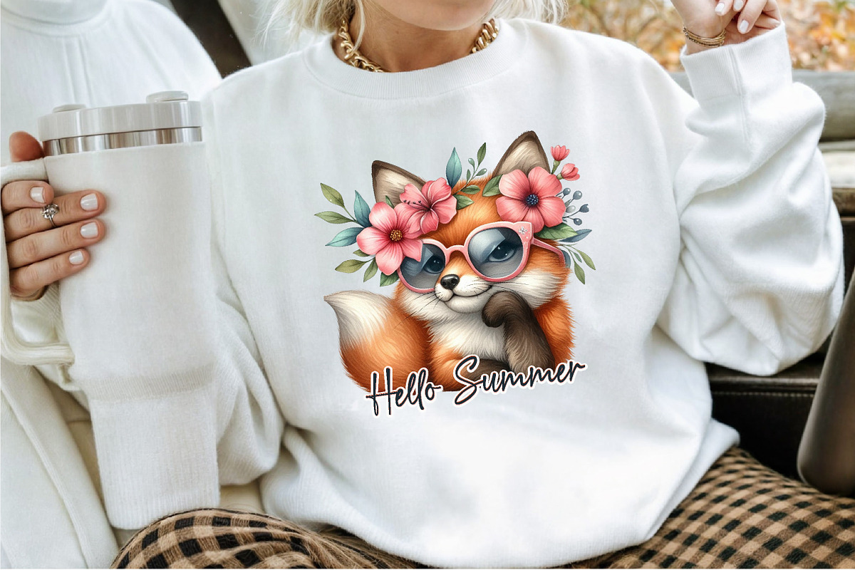 Hello Summer Fox Sublimation PNG, an Illustration by Sublimation Artist (Photo 3 of 9)