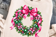 Pink Coquette Christmas Wreath PNG, an Object Graphic by Zahyl Studio (Thumbnail 4 of 7)
