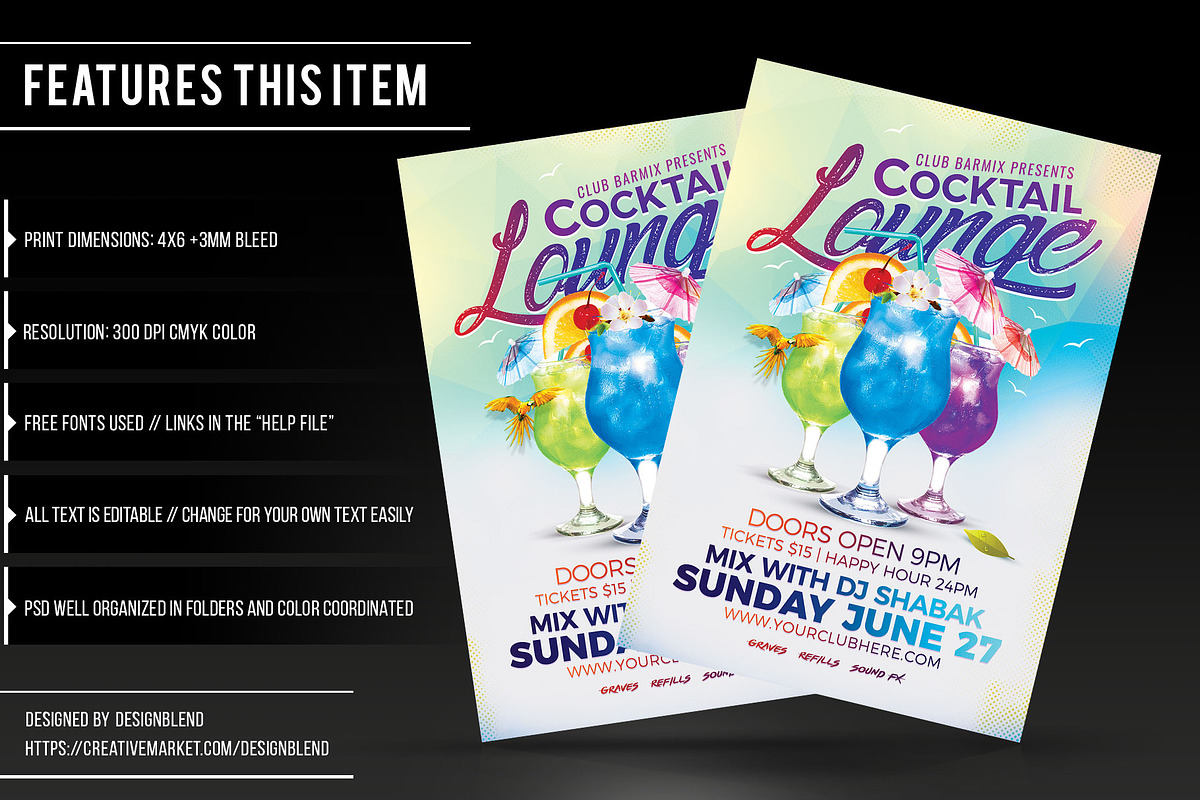 Cocktail Lounge Flyer Template, a Flyer Template by designblends@gmail.com (Photo 2 of 3)
