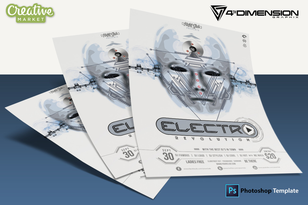 Electro Revolution Flyer Template, a Flyer Template by Ravi Rajcoomar (Photo 3 of 3)