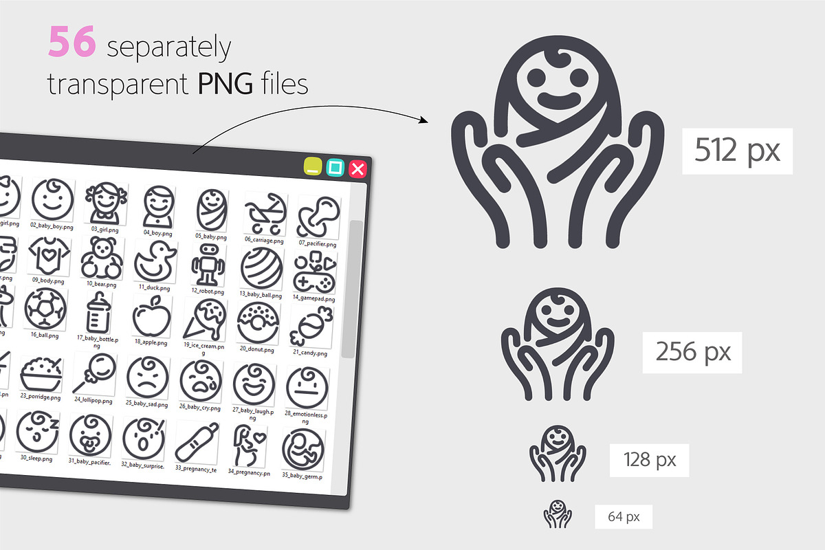 Baby Line Icons Set, an Outline Icon by Voysla's Shop (Photo 4 of 5)
