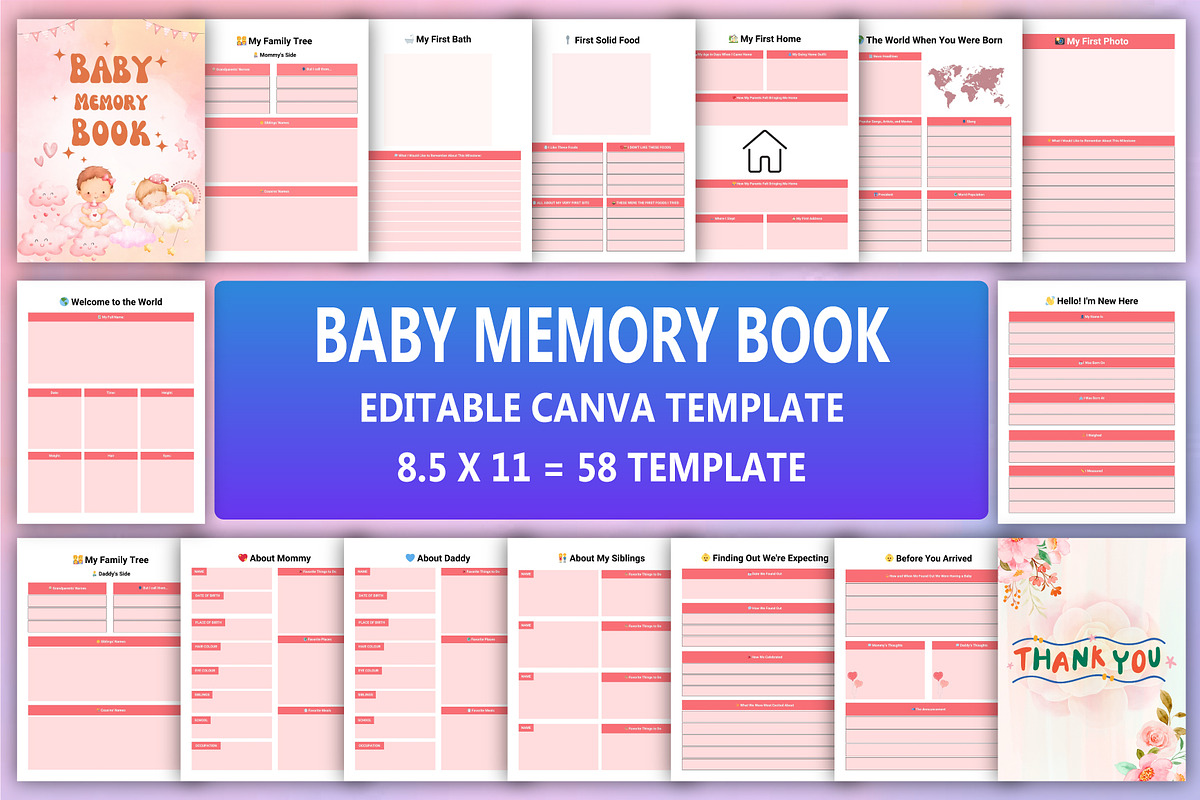 Baby Memory Book canva, a Stationery Template by Designmela01 (Photo 1 of 6)