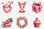 Pink Sweet Cute Christmas Clipart, an Illustration by CrexoraLab (Thumbnail 2 of 5)