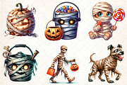 Watercolor Halloween Mummy Clipart, an Illustration by DreamCafeArt (Thumbnail 3 of 7)