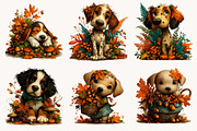 Whimsical Autumn Fall Dog Clipart, a Seasonal Illustration by Designworld (Thumbnail 3 of 9)