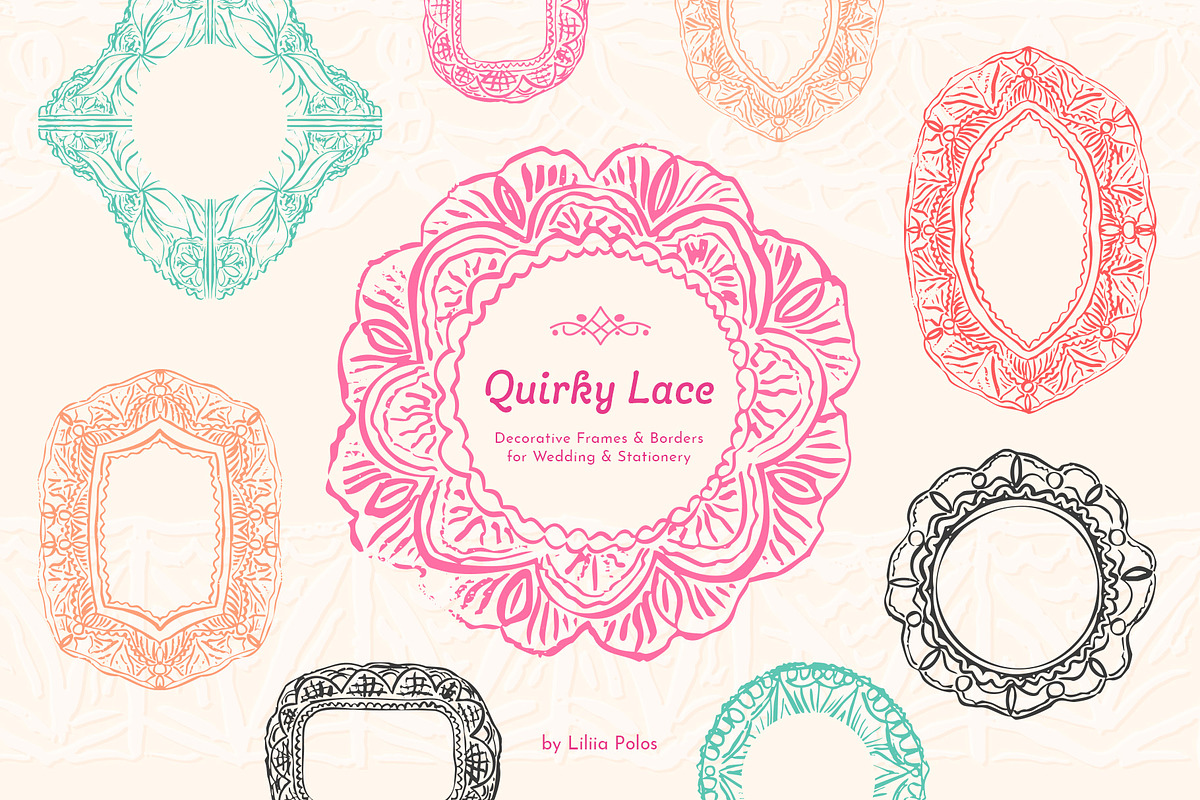 Quirky Lace — Frames & Borders, a Decorative Illustration by Liliia Polos Illustration (Photo 1 of 10)