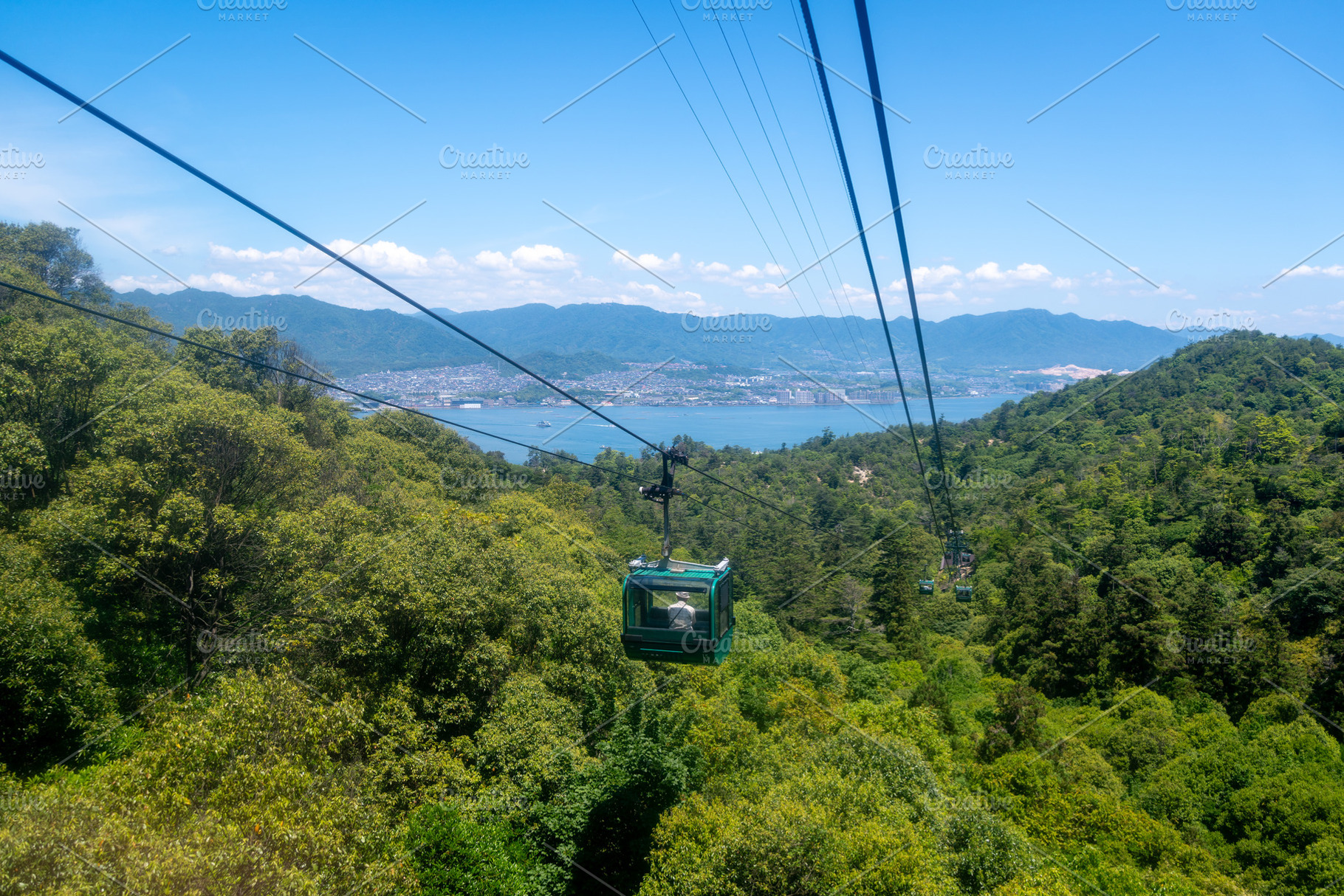 Miyajima ropeway above Mount Misen on Miyajimaa Island, Hiroshim, a Nature Photo by GoodGoods