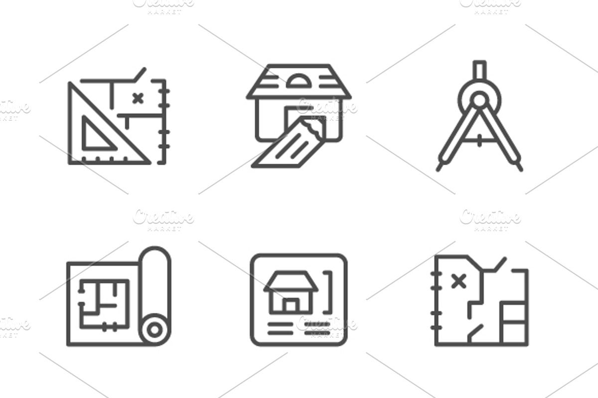 Set line icons of architectural, an Outline Icon by motorama