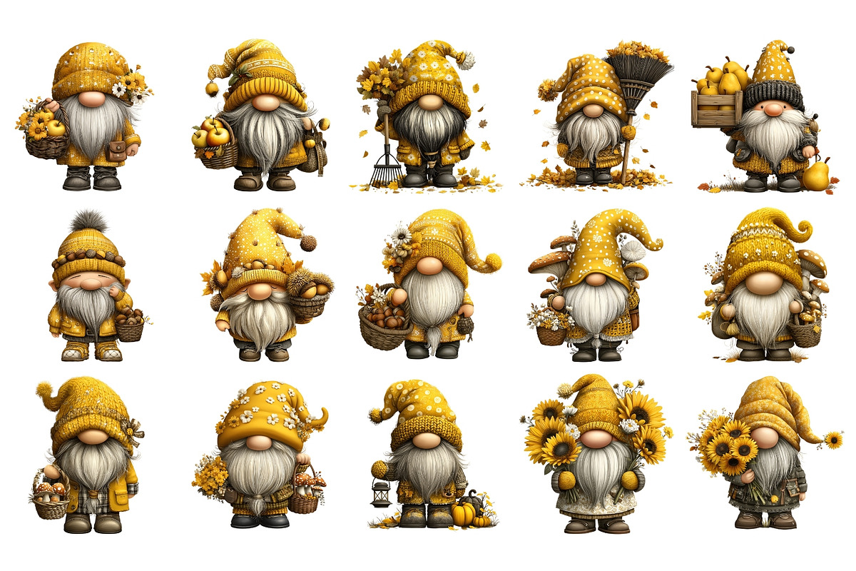 Autumn Gnome PNG Clipart Bundle, a Seasonal Illustration by Nicolle's Colorful Art (Photo 2 of 6)