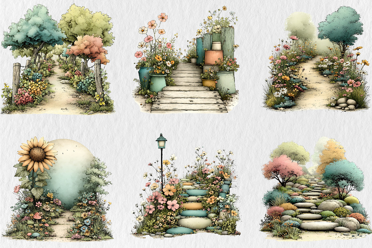 Whimsical Summer Pathway Clipart, a Seasonal Illustration by Rose Art (Photo 2 of 5)