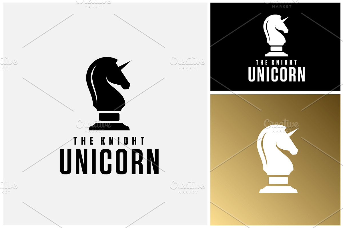 Unicorn Chess Horn Horse Knight Logo, a Branding & Logo Template by Enola99d