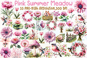 Pink Summer Meadow Clipart, an Illustration by Sublimation Artist (Thumbnail 1 of 6)