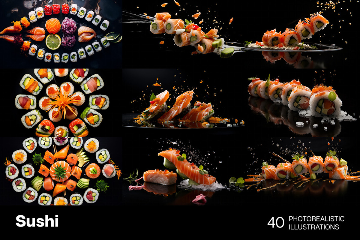 Sushi Art - 40 images, a Food Illustration by Handmadefont (Photo 3 of 12)