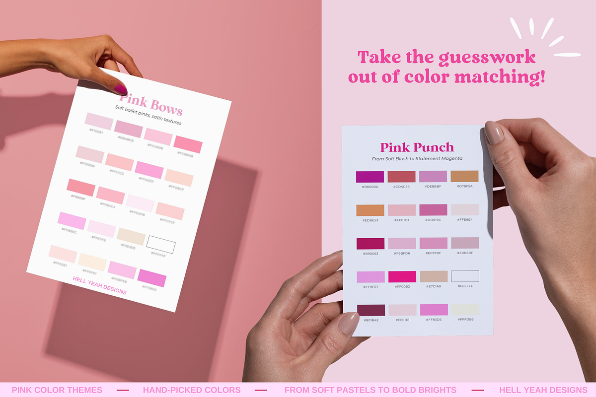 Pink Color Palettes Themes & Shades, a Palette Add-On by Hell Yeah Designs (Photo 2 of 10)