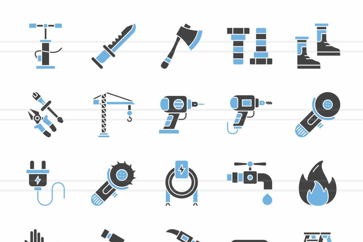 50 Tools Blue & Black Icons, an Icon by IconBunny (Photo 2 of 2)