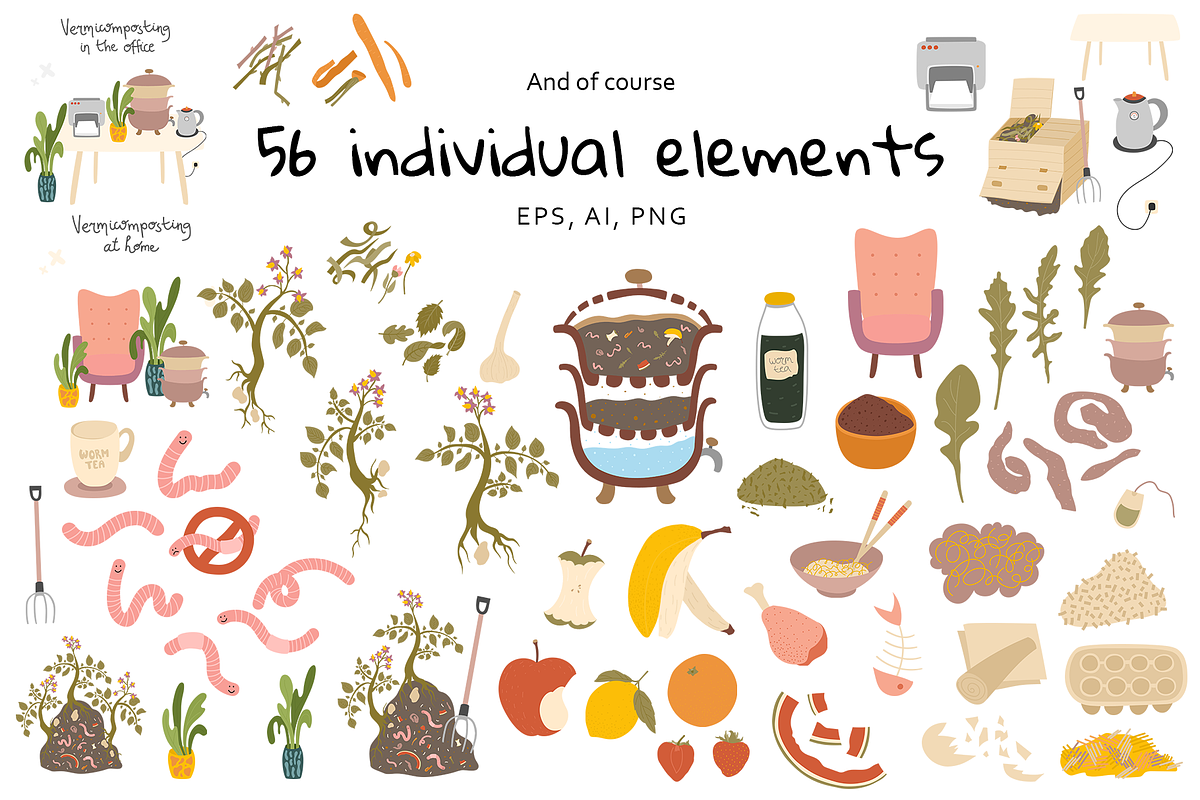 Vermicomposting clipart, an Illustration by Walrus Darya (Photo 13 of 14)