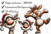 Christmas Winter reindeer Clipart, an Illustration by Libby Wishes (Thumbnail 4 of 7)