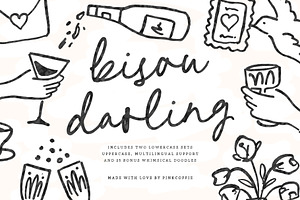 Bisou Darling Script + 25 Doodles, a Script Font by Pink Coffie
