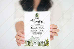 Girl Holding An Invitation Mockup