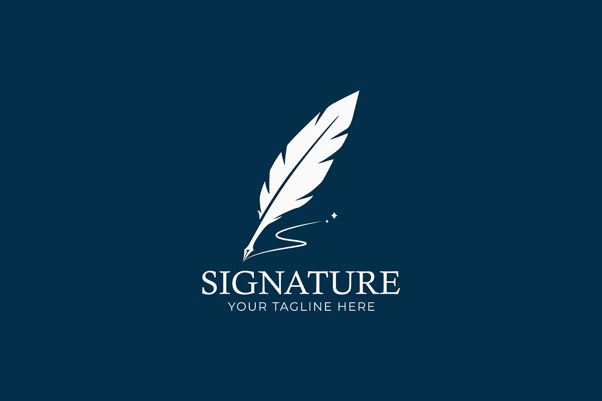 Elegant Golden Feather Pen Logo, a Branding & Logo Template by Signatoro (Photo 2 of 3)