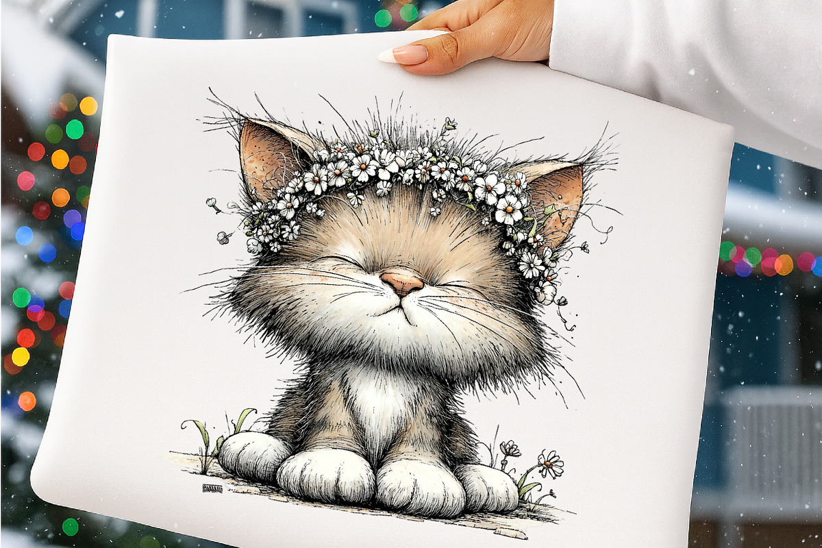Whimsical floral spring cat clipart, an Illustration by SinaCreation (Photo 10 of 11)