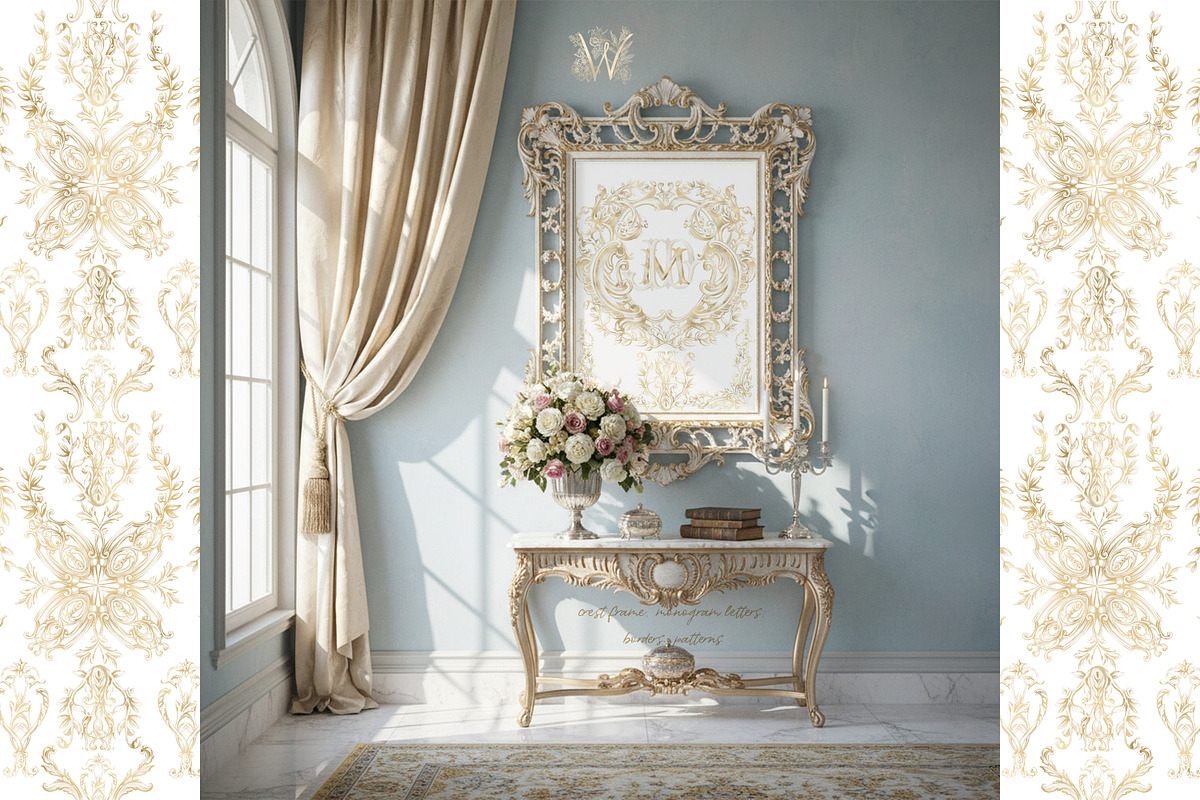 Gold Baroque Crest frame Clipart, a Decorative Illustration by WonderWonder (Photo 3 of 8)