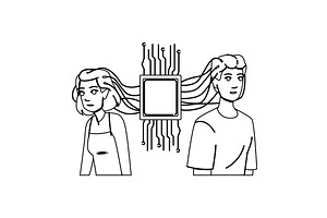 science brain computer interface, a Person Illustration by pikepicture