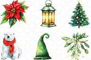 Funny Christmas Watercolor Clipart, an Illustration by Black Bird Studio (Thumbnail 3 of 6)