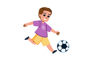 Happy child kicking soccer ball, a Sport Illustration by pikepicture