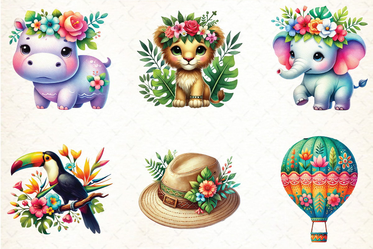 Spring Safari Time Clipart, an Illustration by DreamCafeArt (Photo 2 of 5)
