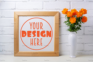 Square wooden frame mockup, a Print Template by TasiPas