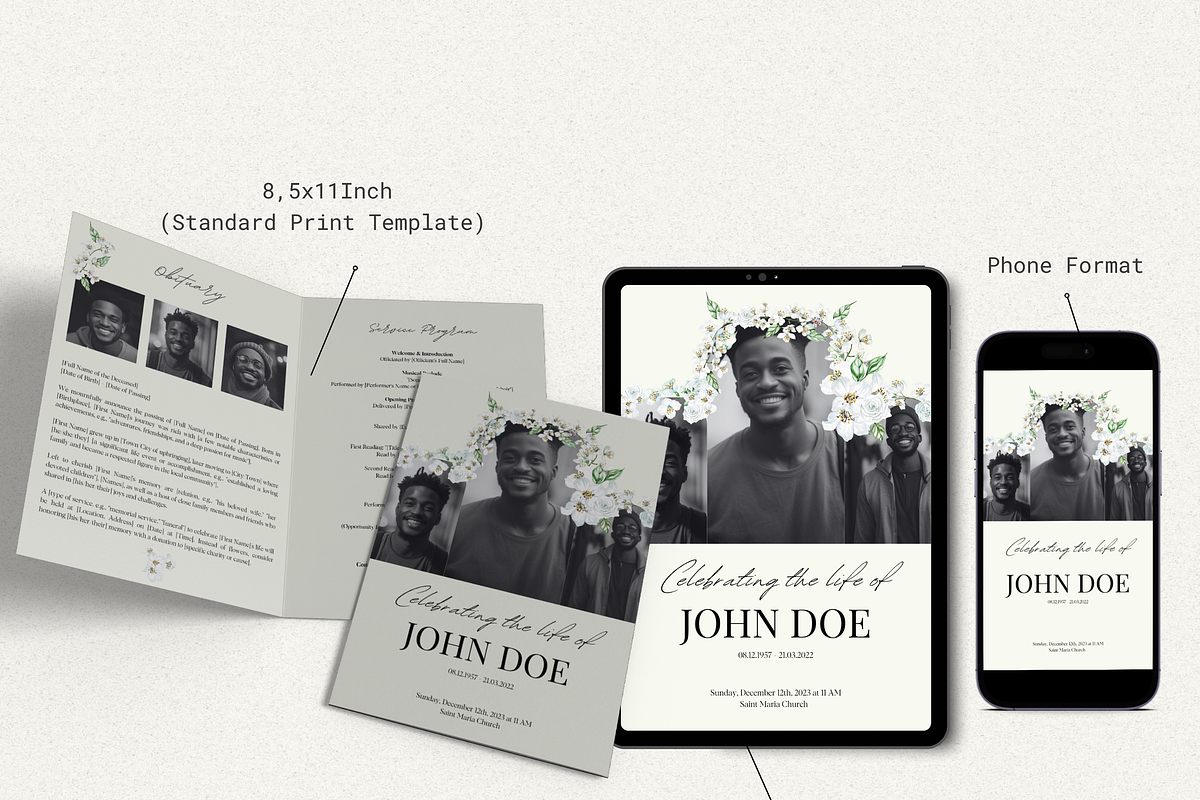 Funeral Program Template Set I Canva, an Invitation Template by The Social Stuff (Photo 4 of 11)
