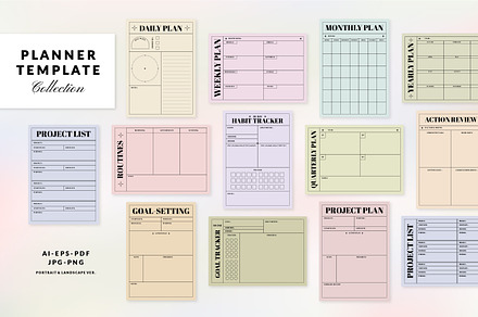 Daily, Project, Goal Planner Set