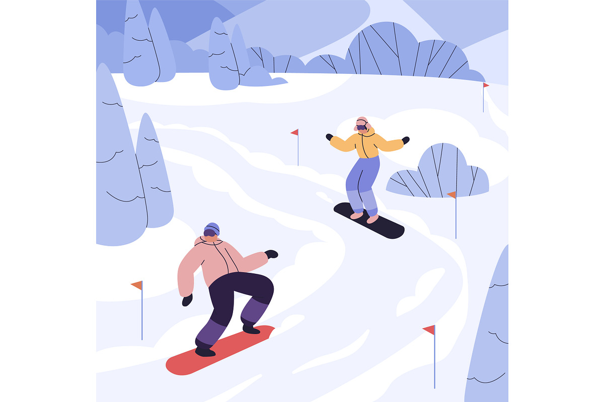 People doing winter sports set, a Sport Illustration by Good Studio (Photo 5 of 5)