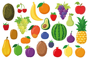 26 Fruit Characters In Cartoon Style