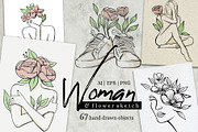 Woman & flower sketch. Female art., a Healthcare Illustration by bioraven (Thumbnail 1 of 13)