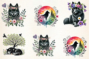 Spring Black Wolf Clipart, a Seasonal Illustration by DreamArtGraphic (Thumbnail 4 of 5)