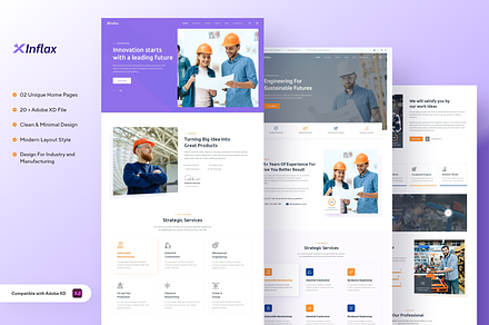 Xinflax - Industrial XD Template, a Landing Page Template by Clow Studio
