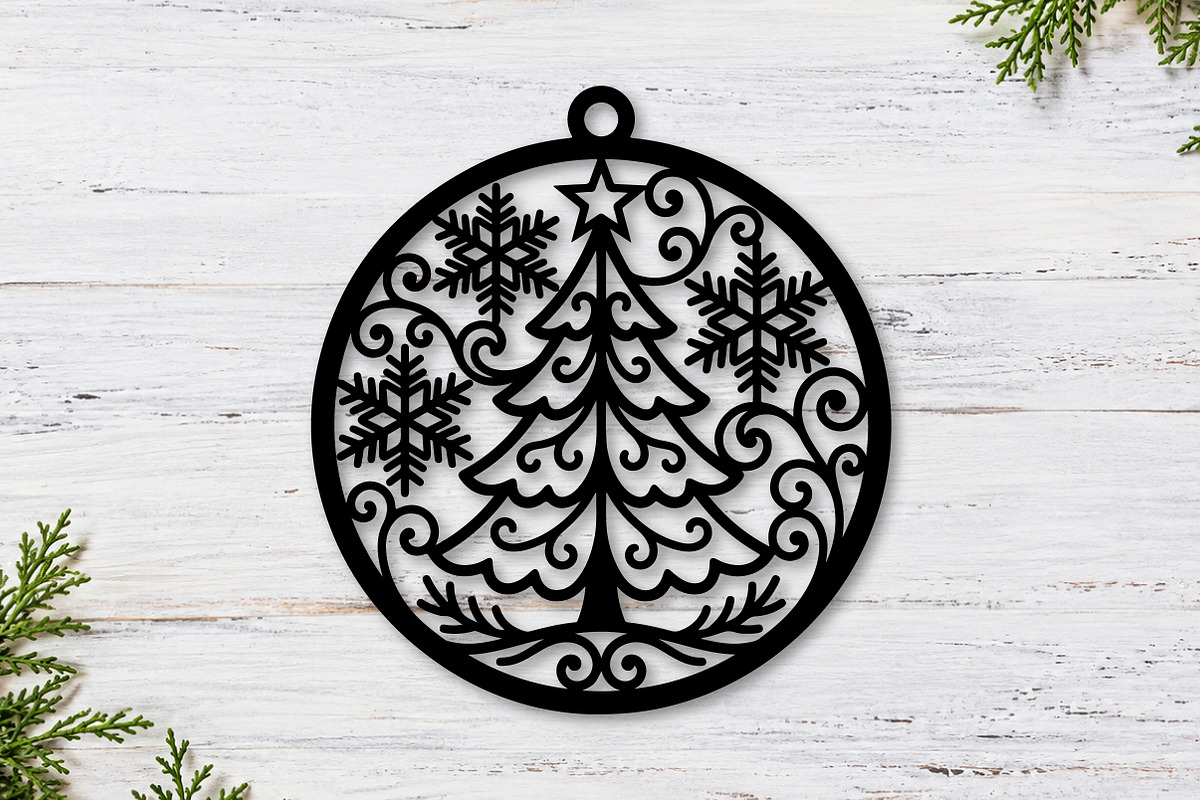 Christmas Tree Ornament Laser Cut, a Seasonal Illustration by CraftArtStudio (Photo 2 of 3)