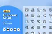 Economic Crisis Icon Set, an Outline Icon by Nathaya Studio (Thumbnail 1 of 2)